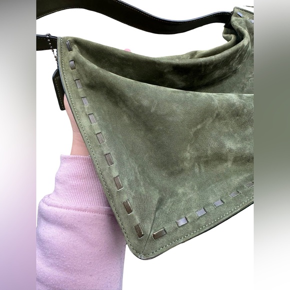 SOLD Vintage Coach West End Olive Suede Hobo Shoulder Bag #9476 - Picture 9 of 11